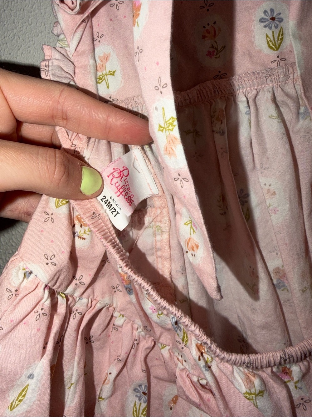 Princess Polly Pink Floral romper with Gingham Bib Accent - Picture 3 of 3